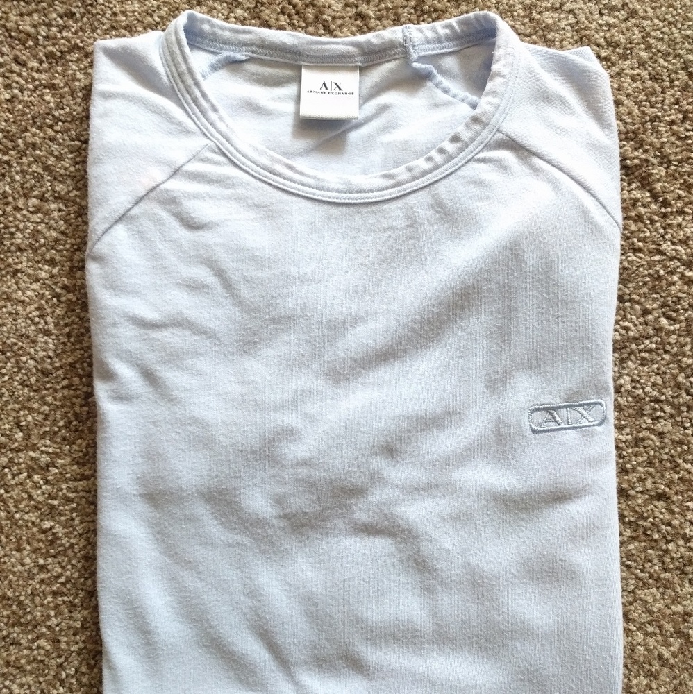 Armani Exchange Mens T Shirt Light Blue Medium
